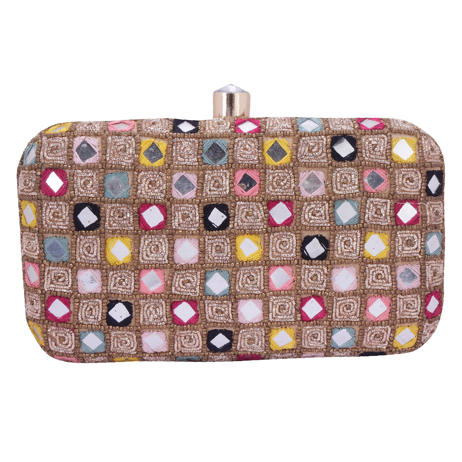 mirror embroidery clutch