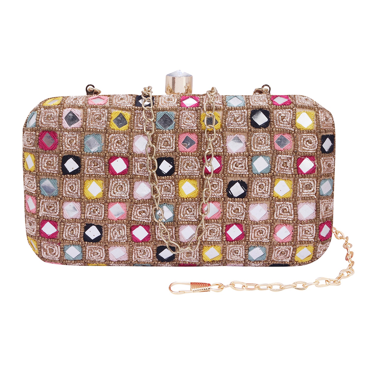 mirror embroidery clutch