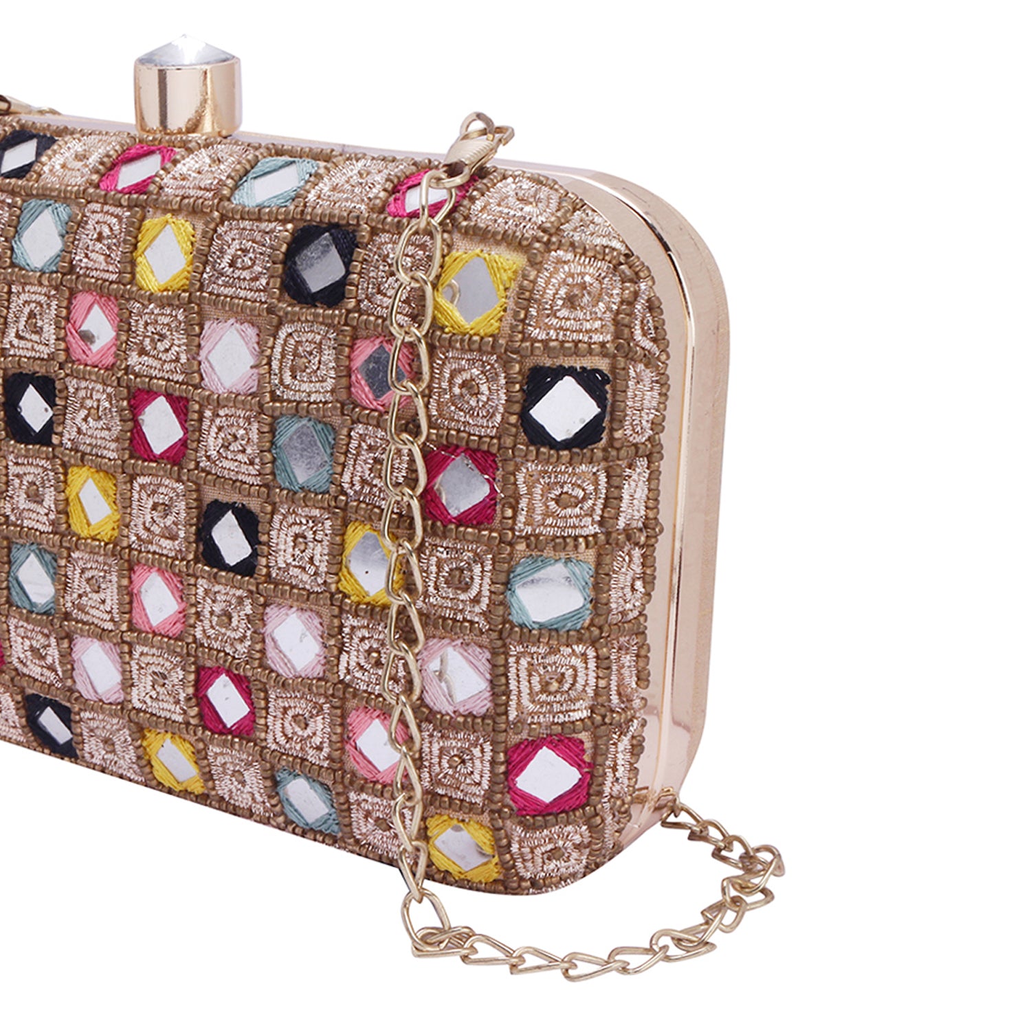 mirror embroidery clutch
