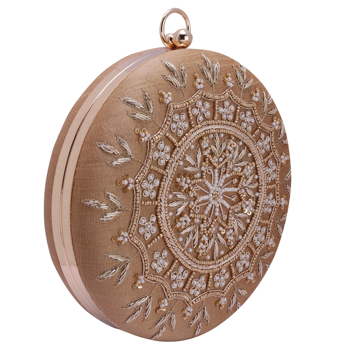 gold round clutch