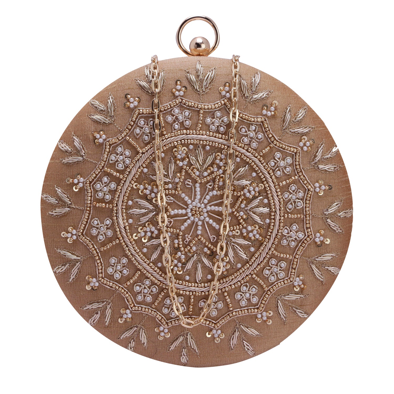 gold round clutch
