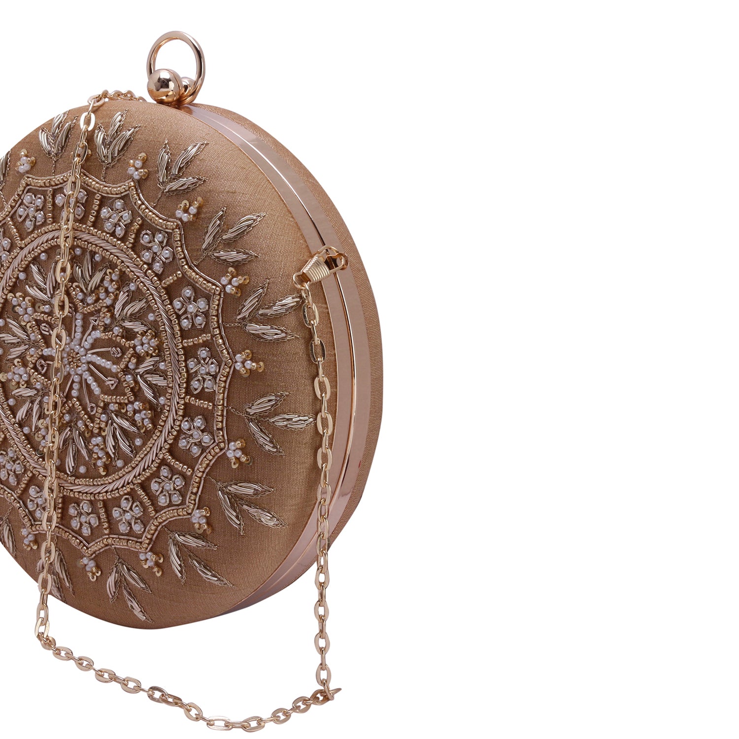 gold round clutch