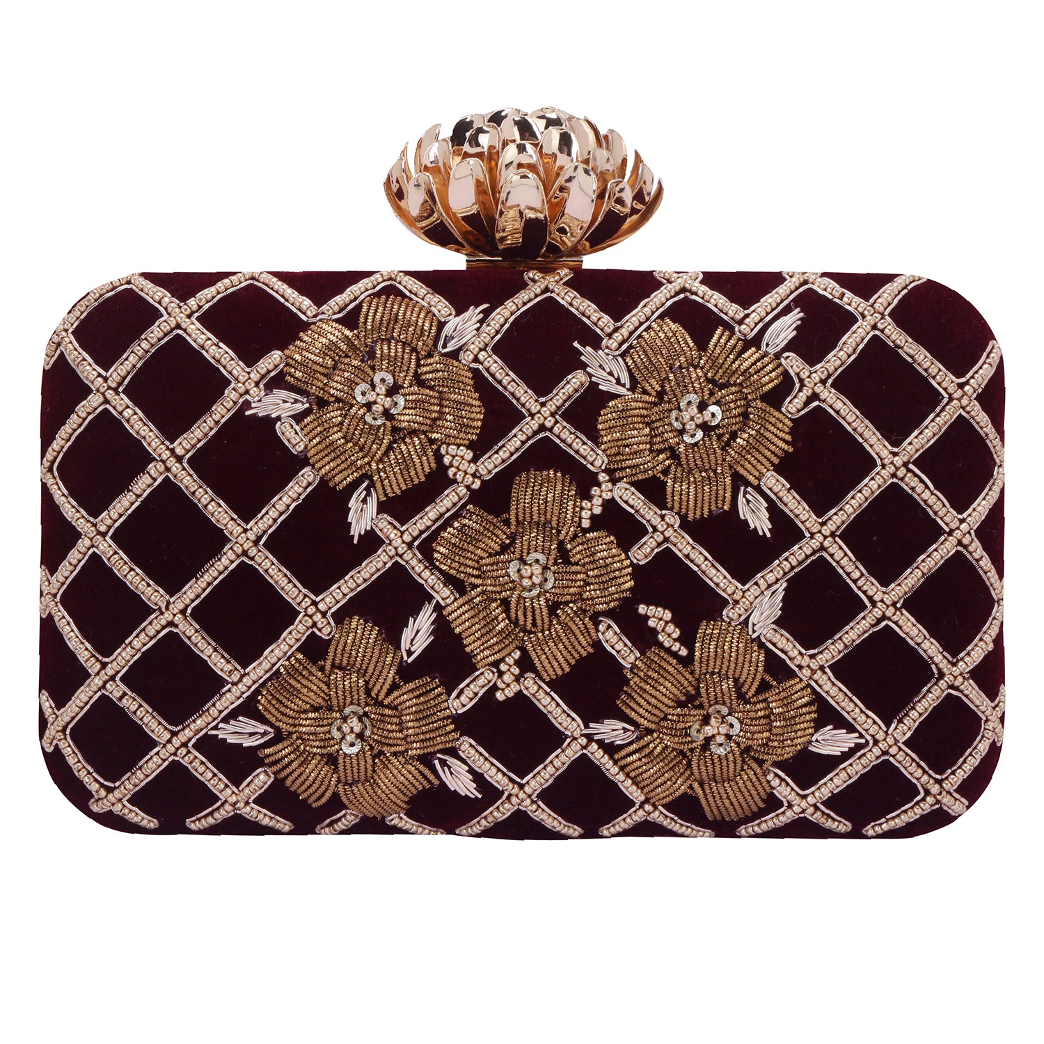 Maroon Embroidery Clutch