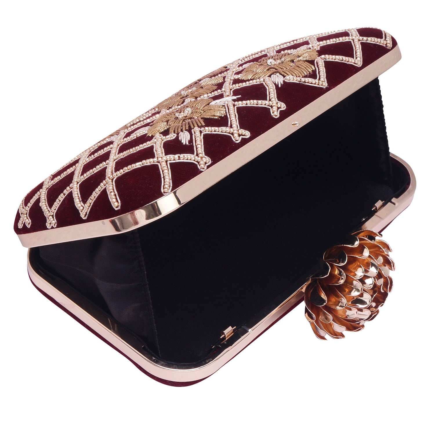 Maroon Embroidery Clutch