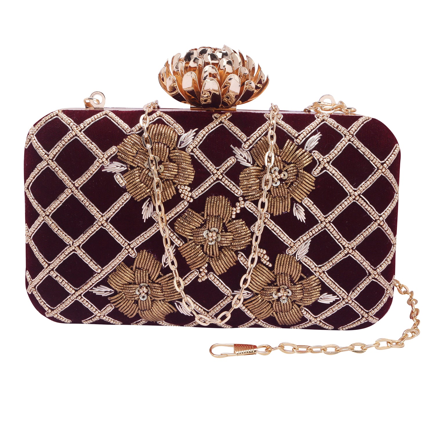 Maroon Embroidery Clutch