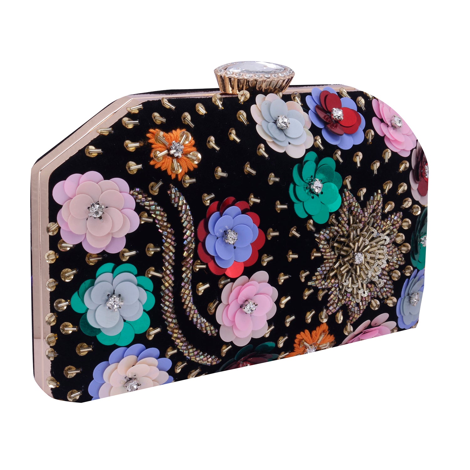 sequins embroidered clutch
