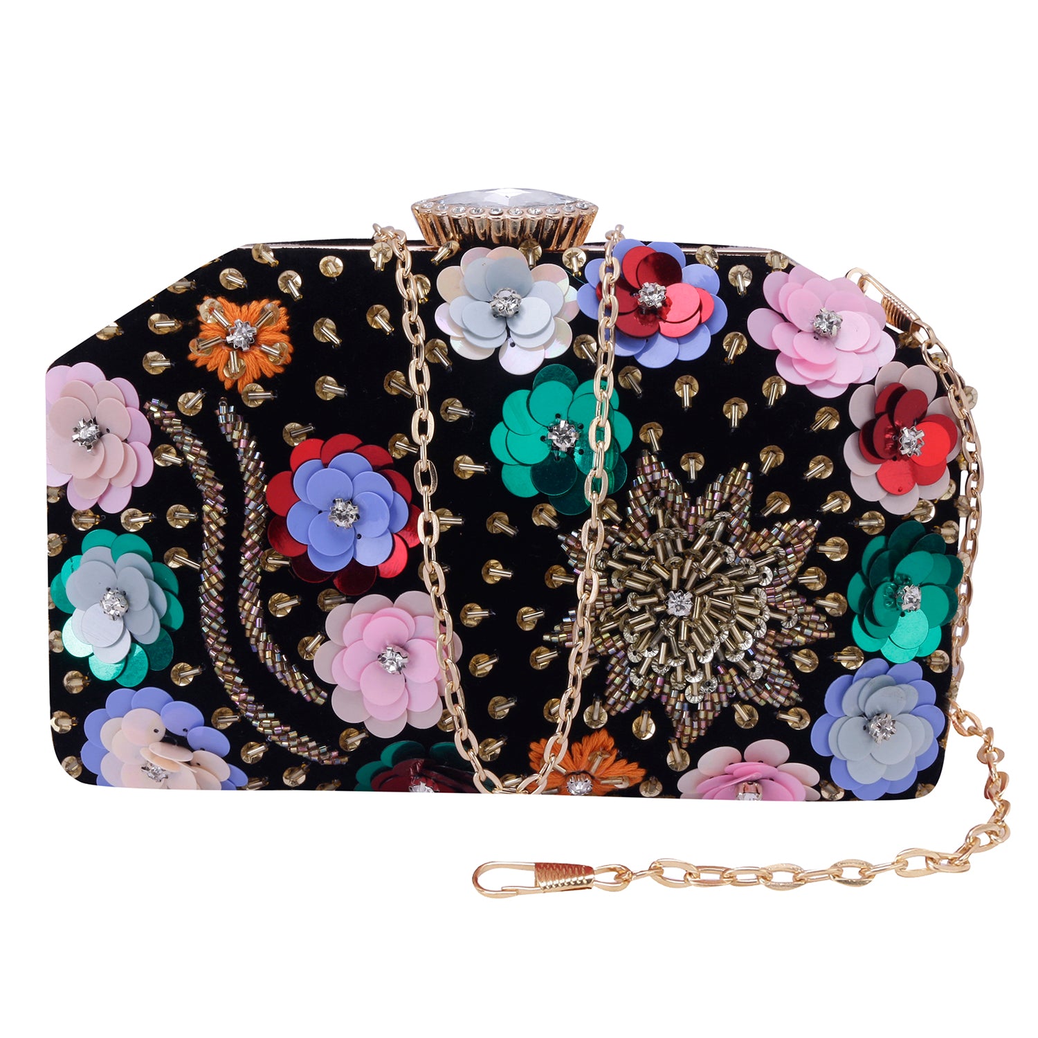 sequins embroidered clutch