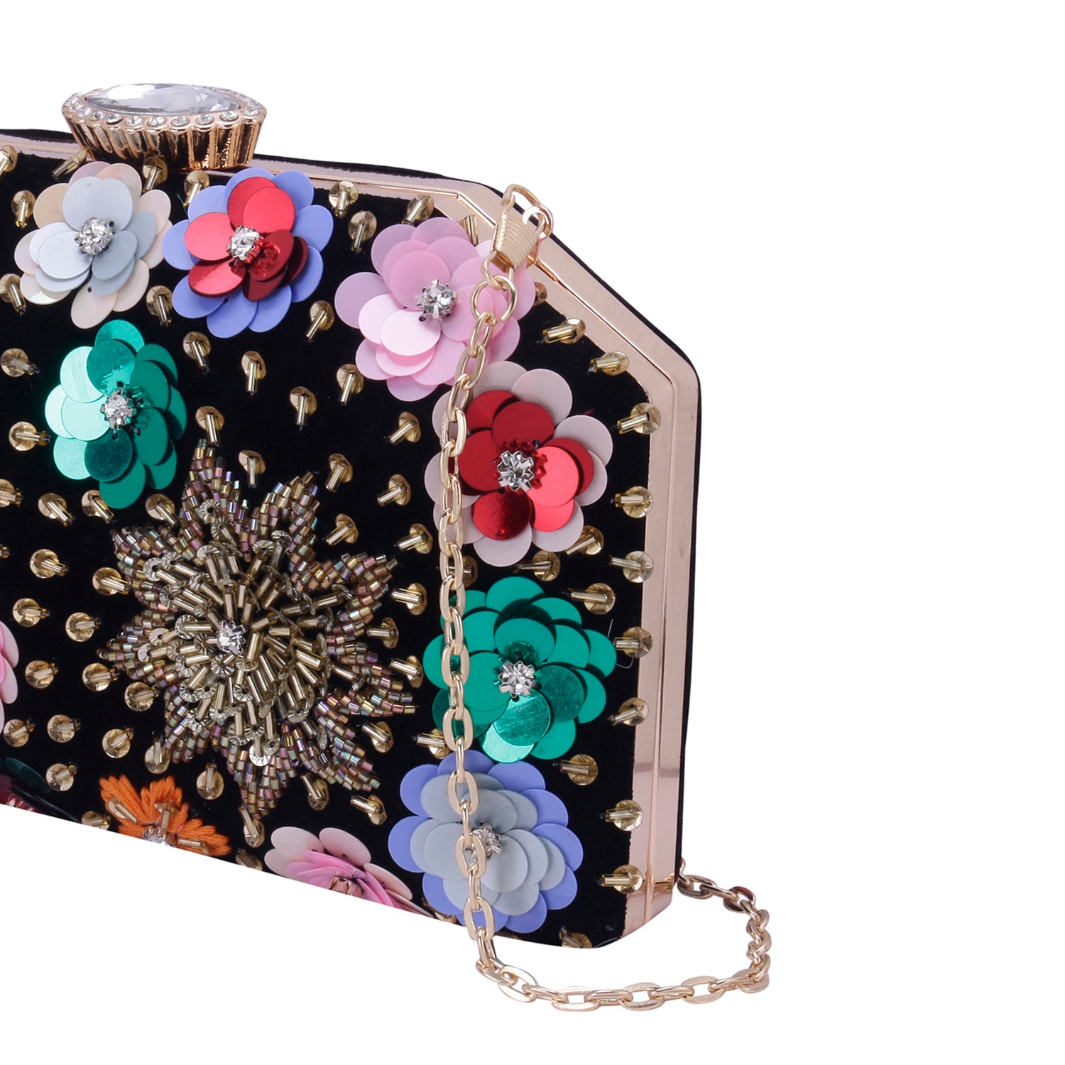 sequins embroidered clutch