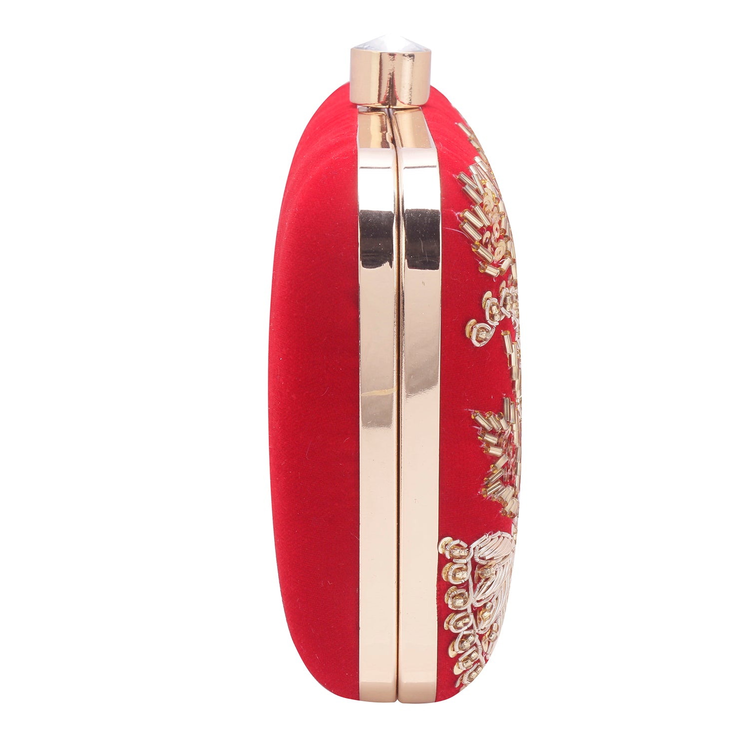 red embroidery clutch