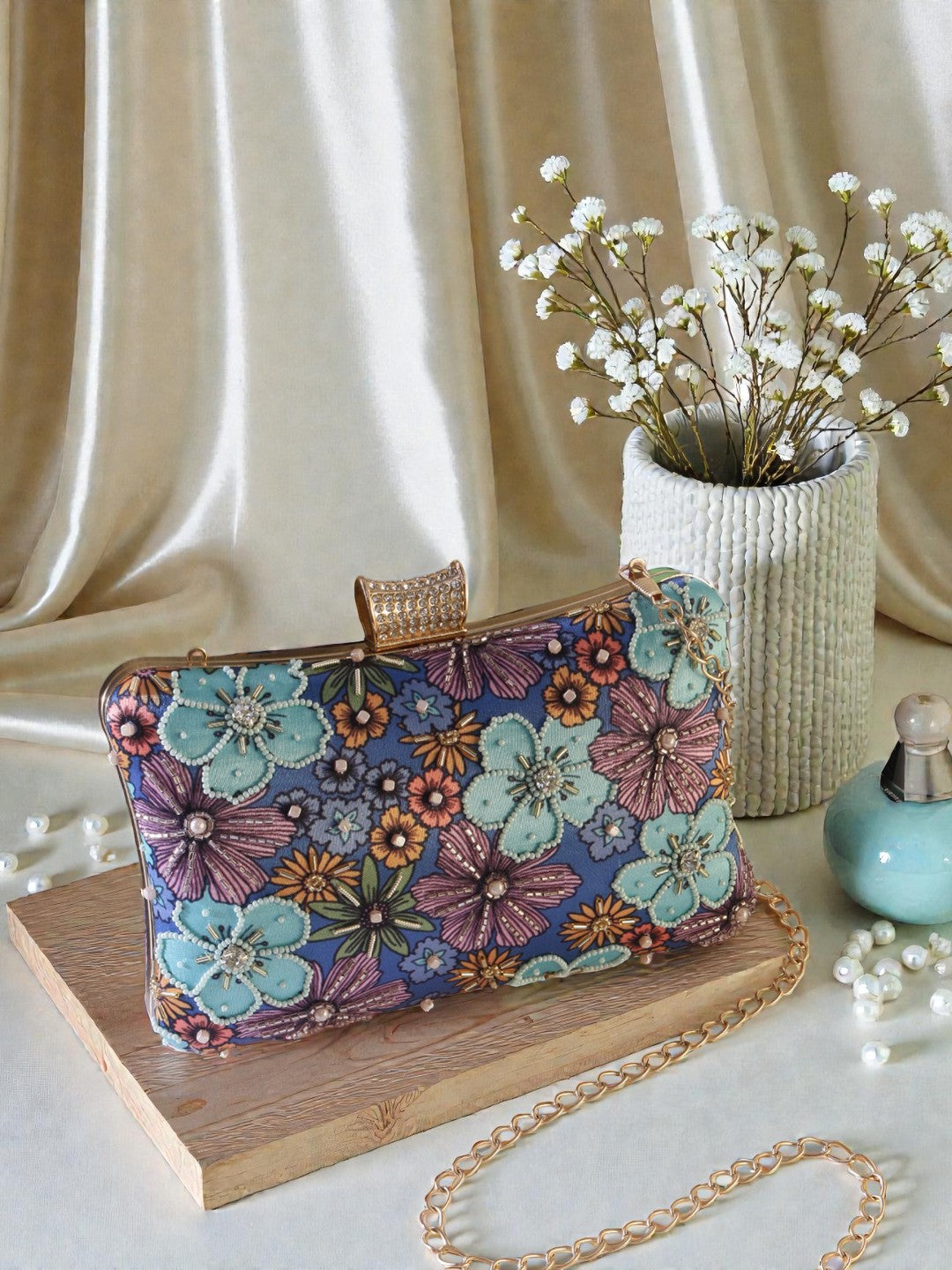 VRPS Printed Embroidered Clutch | Handcrafted Ethnic Bag | SWIS-1006