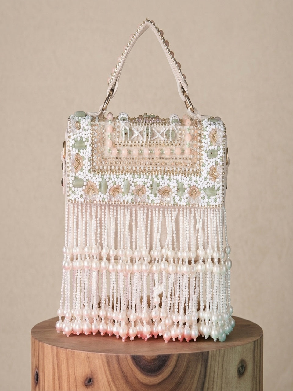 Girija Beige — Suede Flap Bag