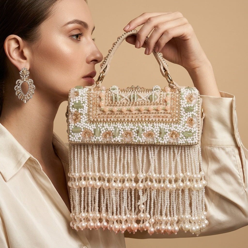 Girija Beige — Suede Flap Bag