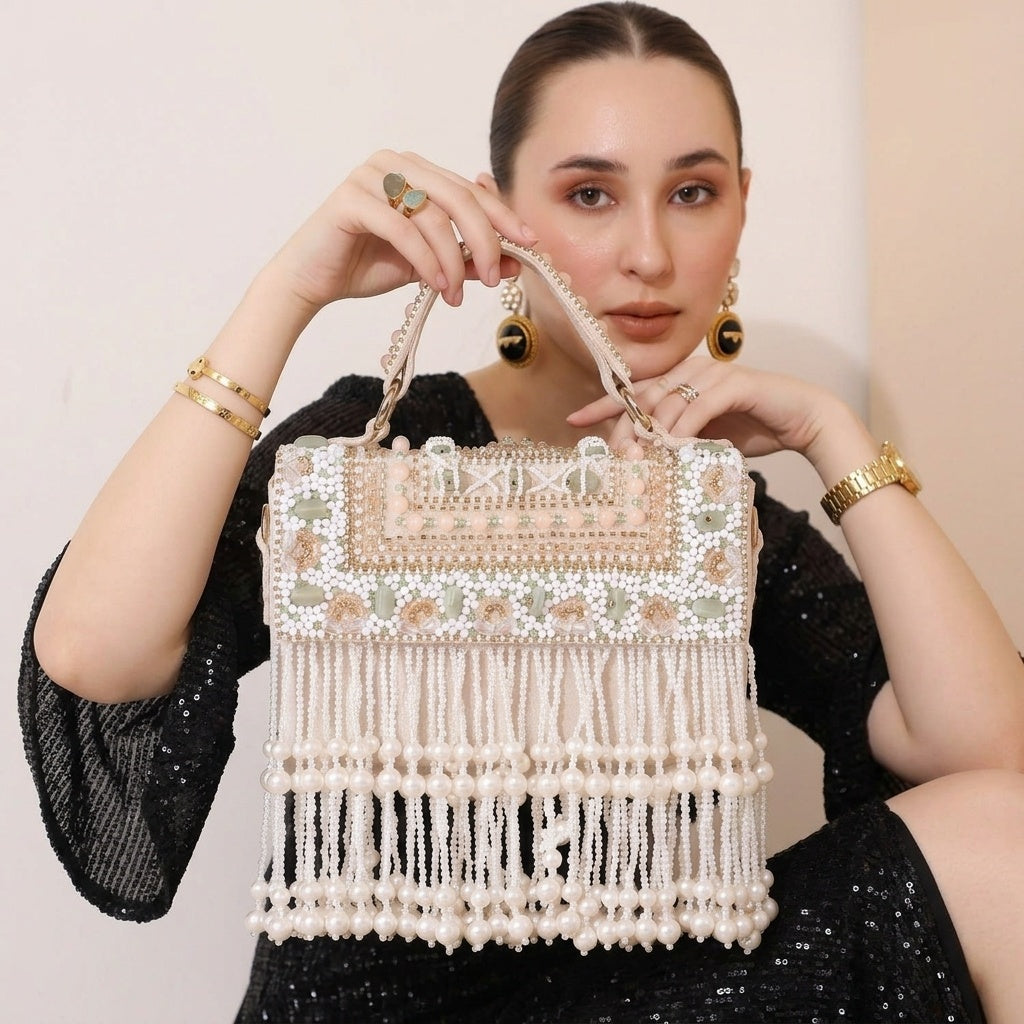 Girija Beige — Suede Flap Bag
