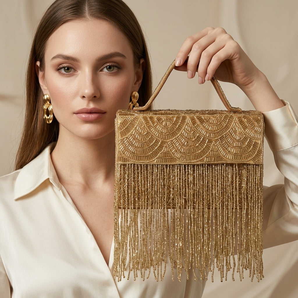 Banhi Golden — Raw Silk Flap Bag