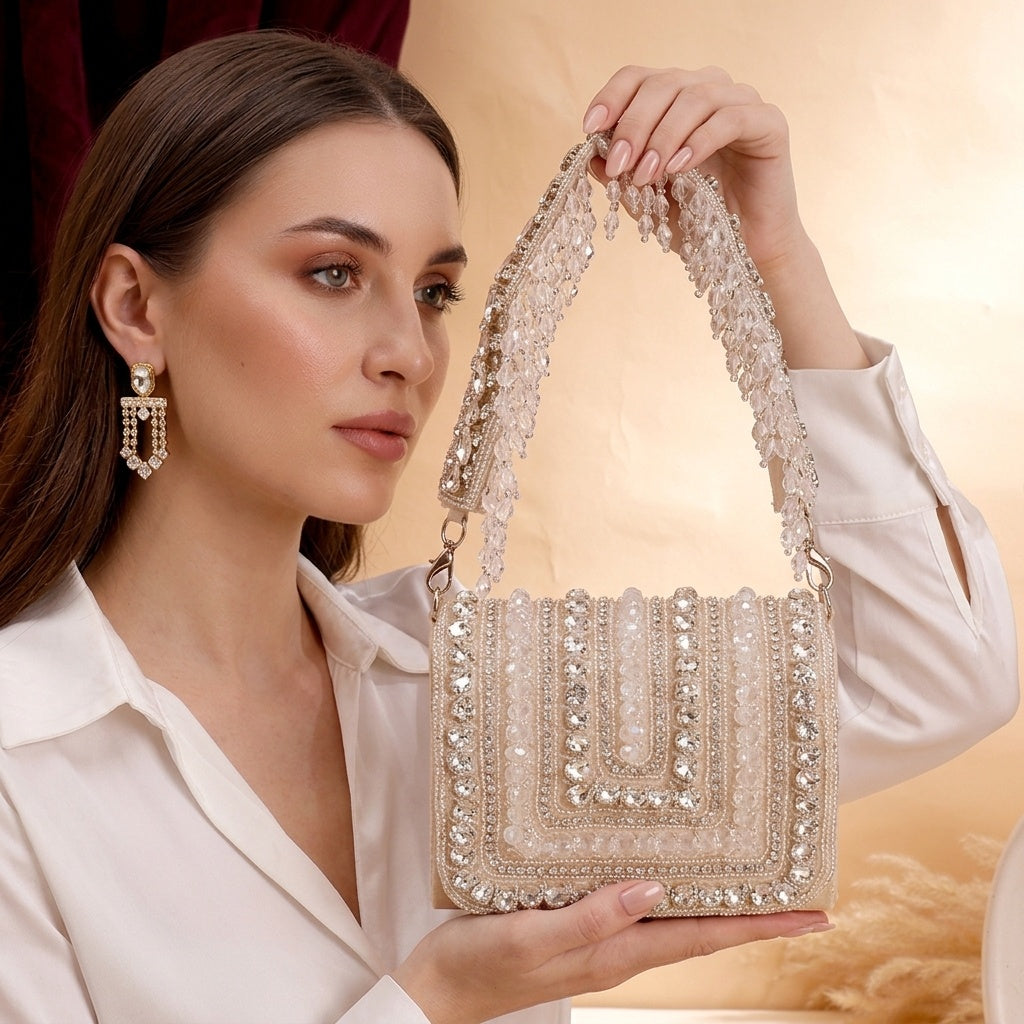 Savitri Beige — Suede Flap Bag