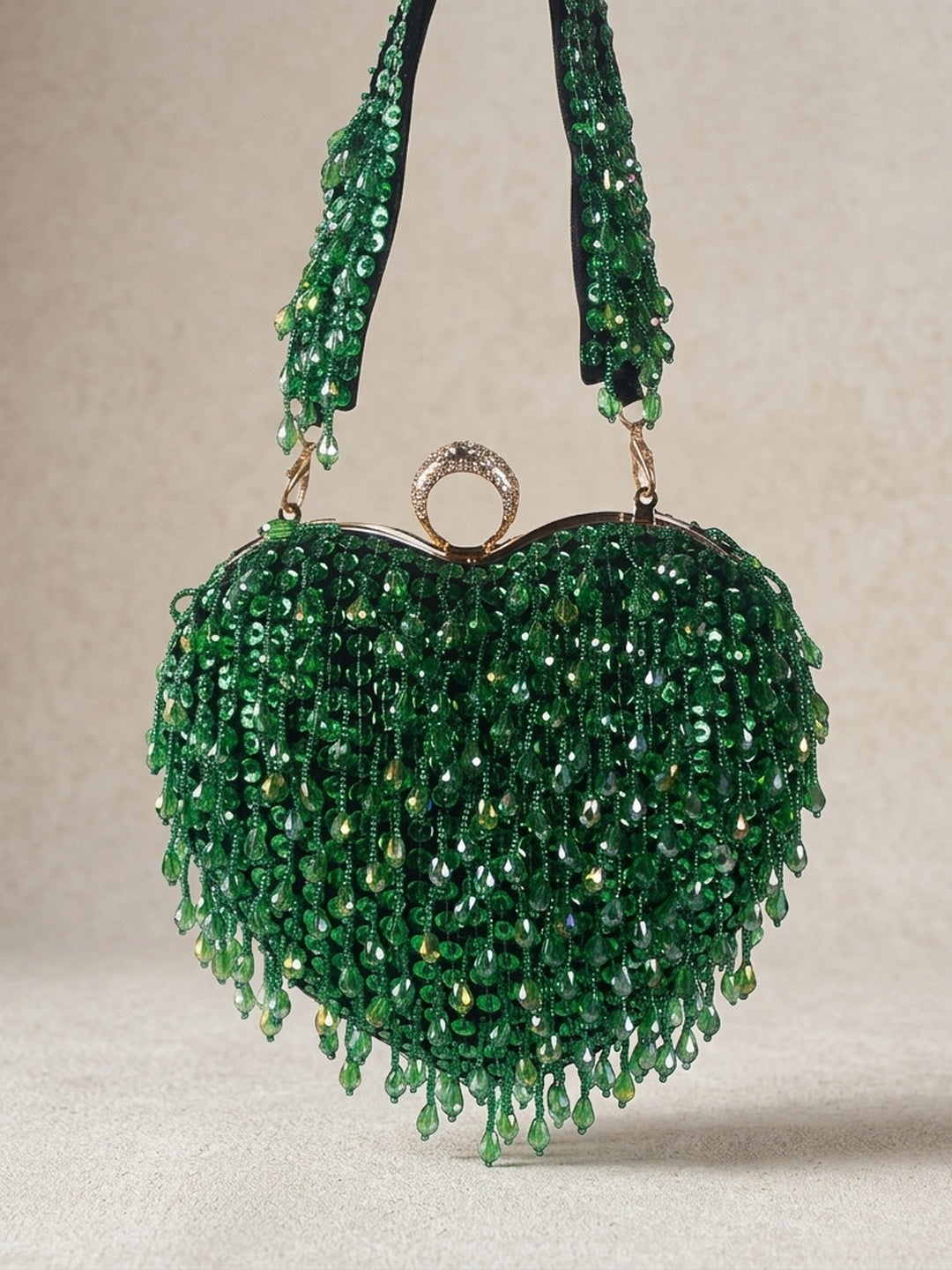 Manvi Green — Velvet Embroidered Clutch - Front View | SWIS-1253