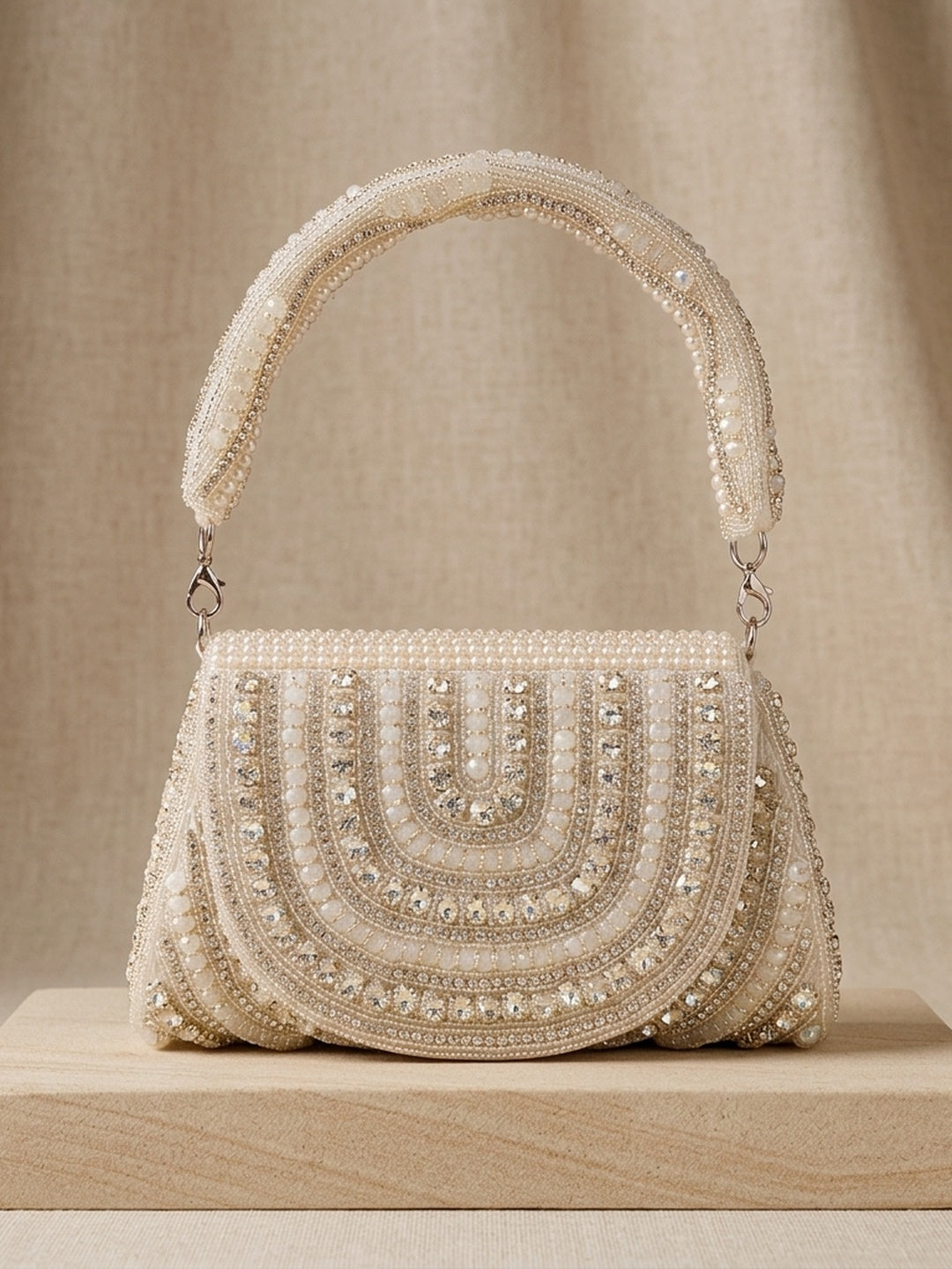 Sumitra White — Suede Flap Bag - Front View | SWIS-1264