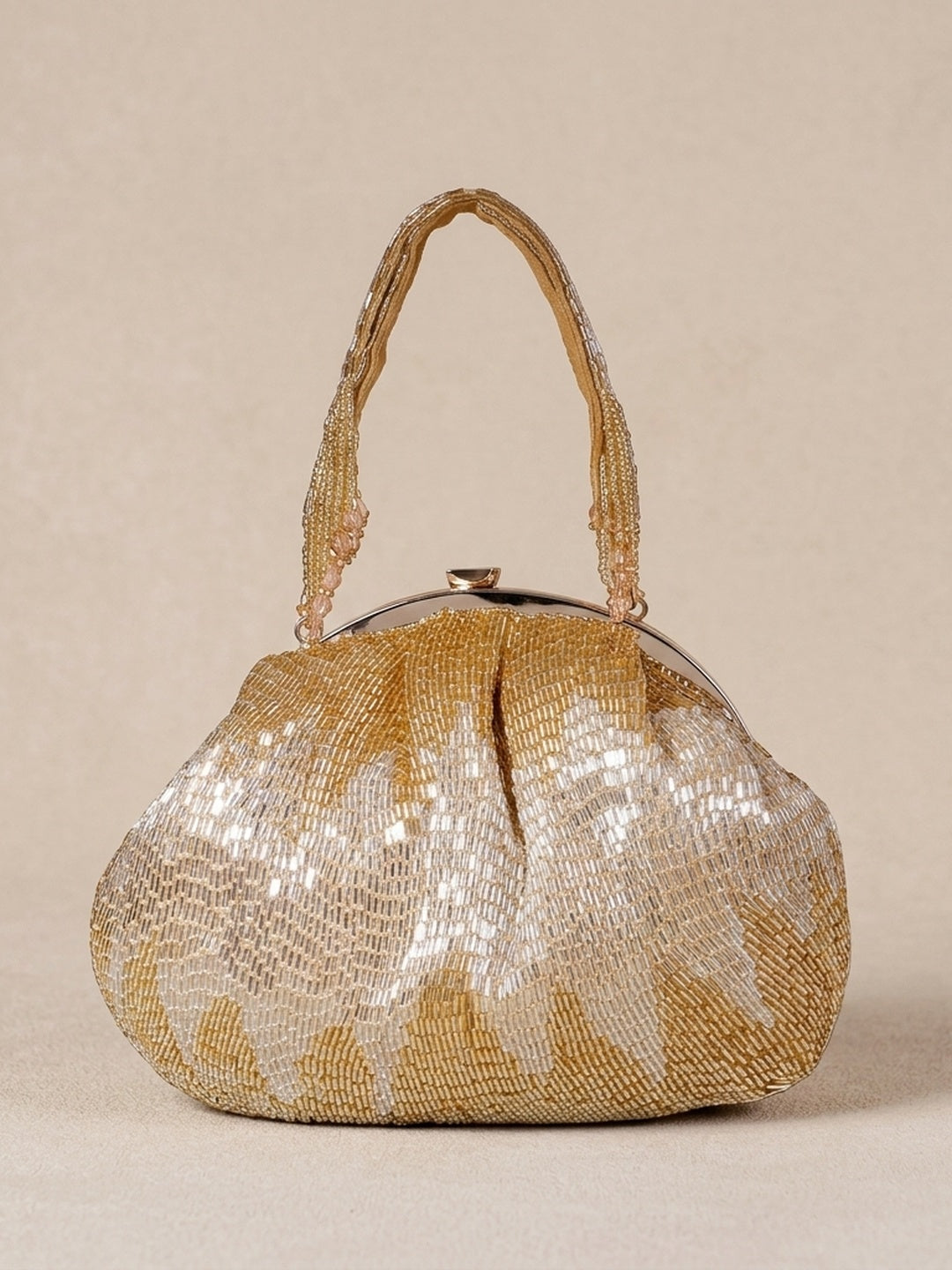 Anupama Golden — Raw Silk Batua Bag - Front View | SWIS-1271