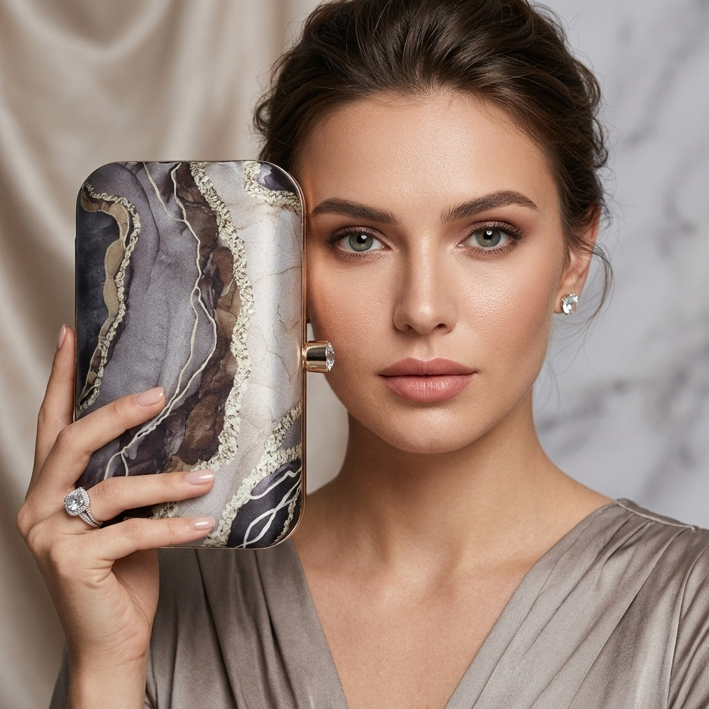 Nusrat — Satin Printed Clutch