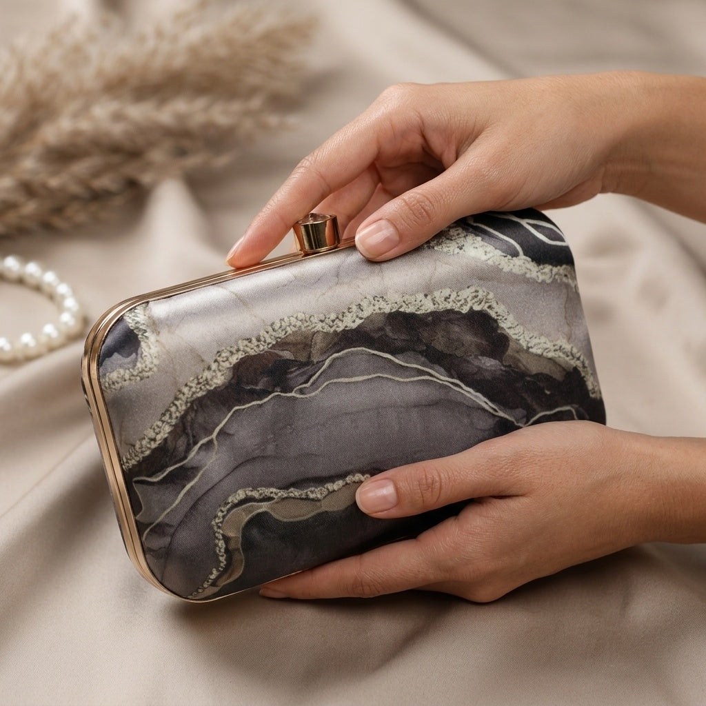 Nusrat — Satin Printed Clutch