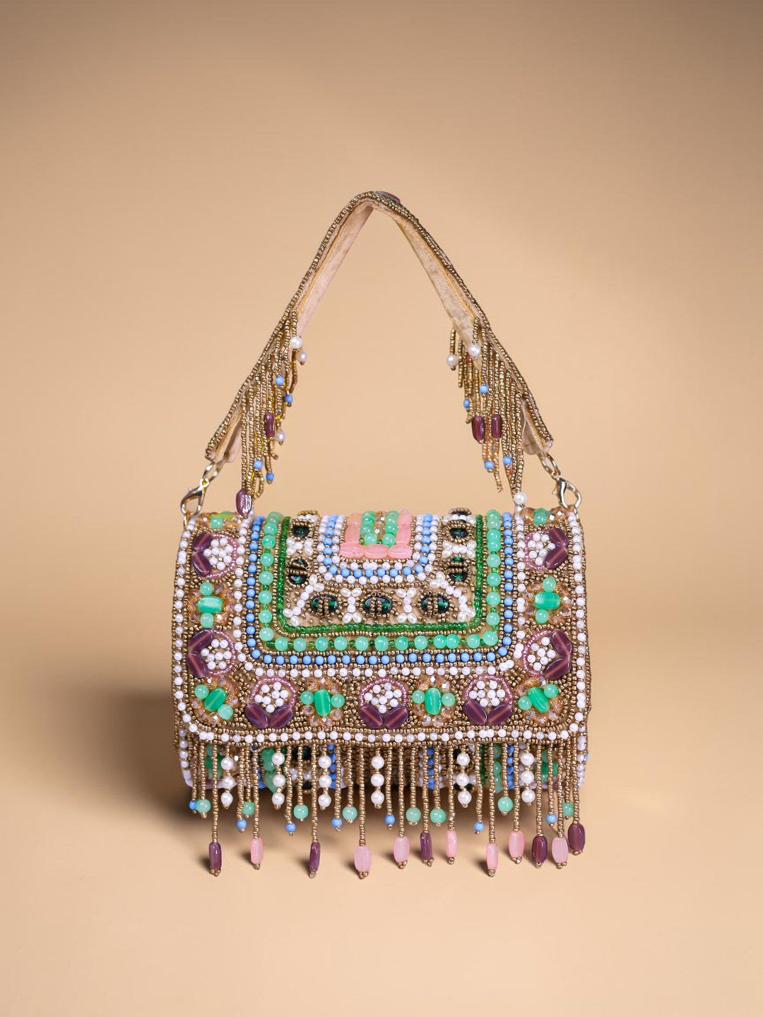 Elakshi Golden — Raw Silk Flap Bag