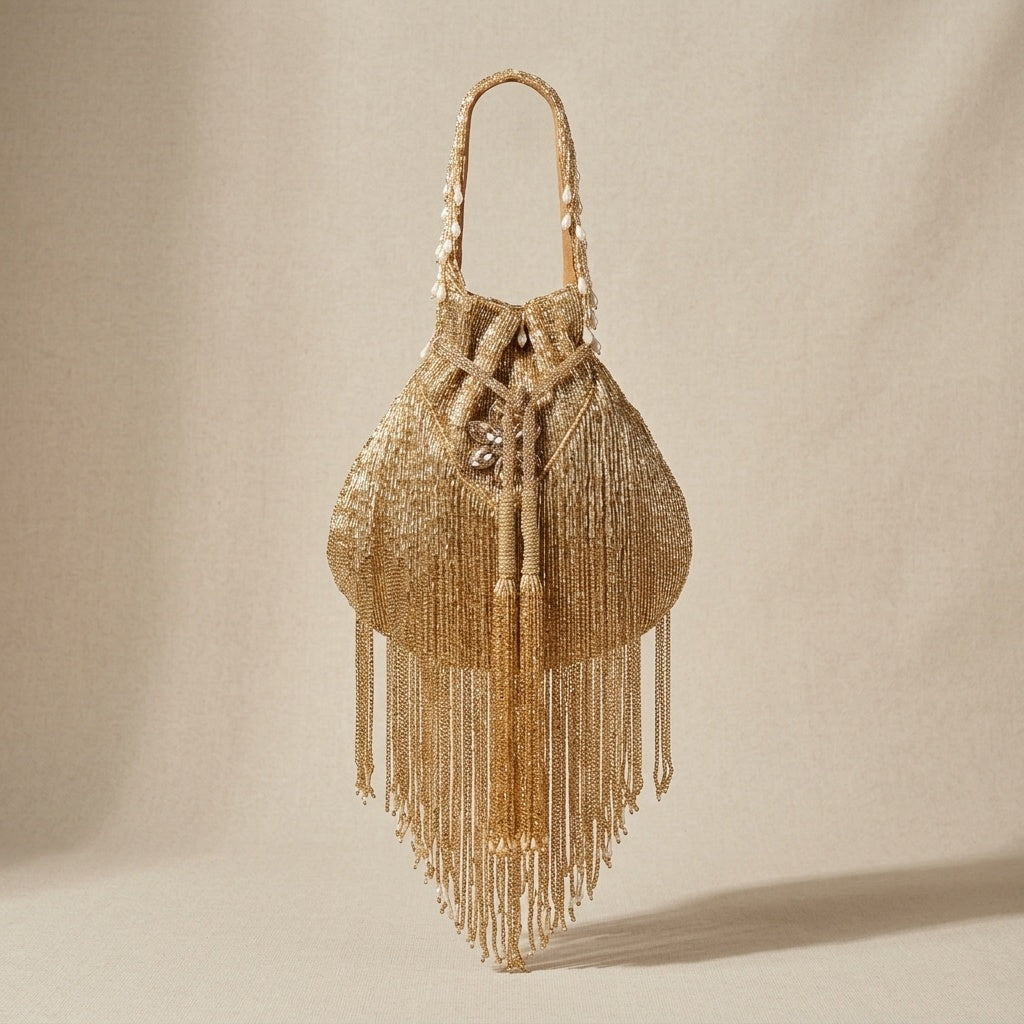 Anupama Golden Classic — Raw Silk Potli Bag
