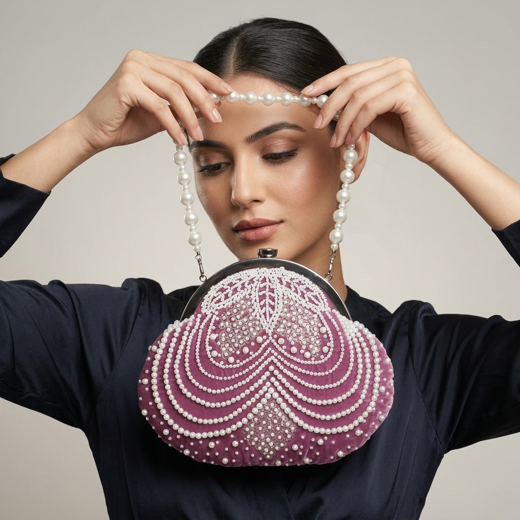Vandana White — Velvet Batua Bag
