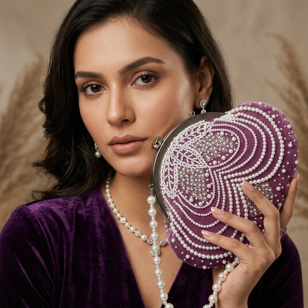Vandana White — Velvet Batua Bag
