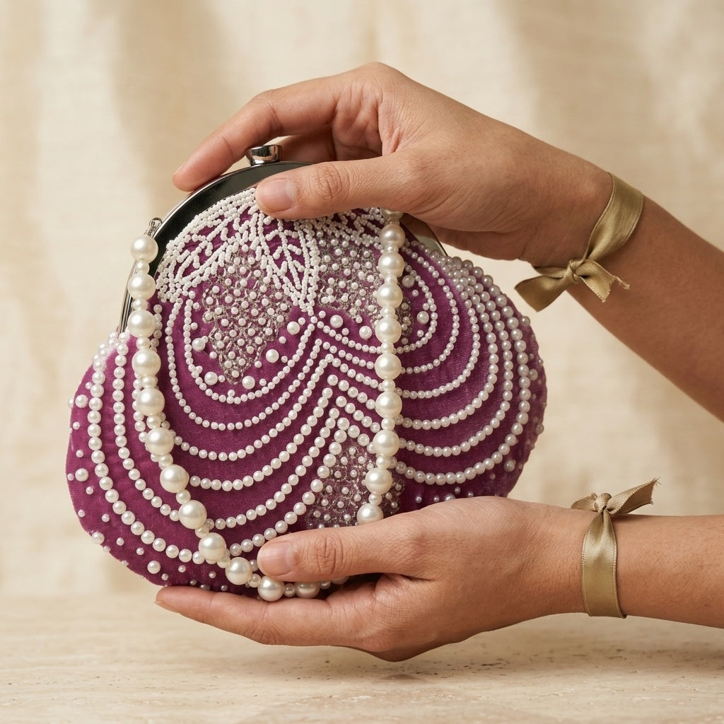 Vandana White — Velvet Batua Bag