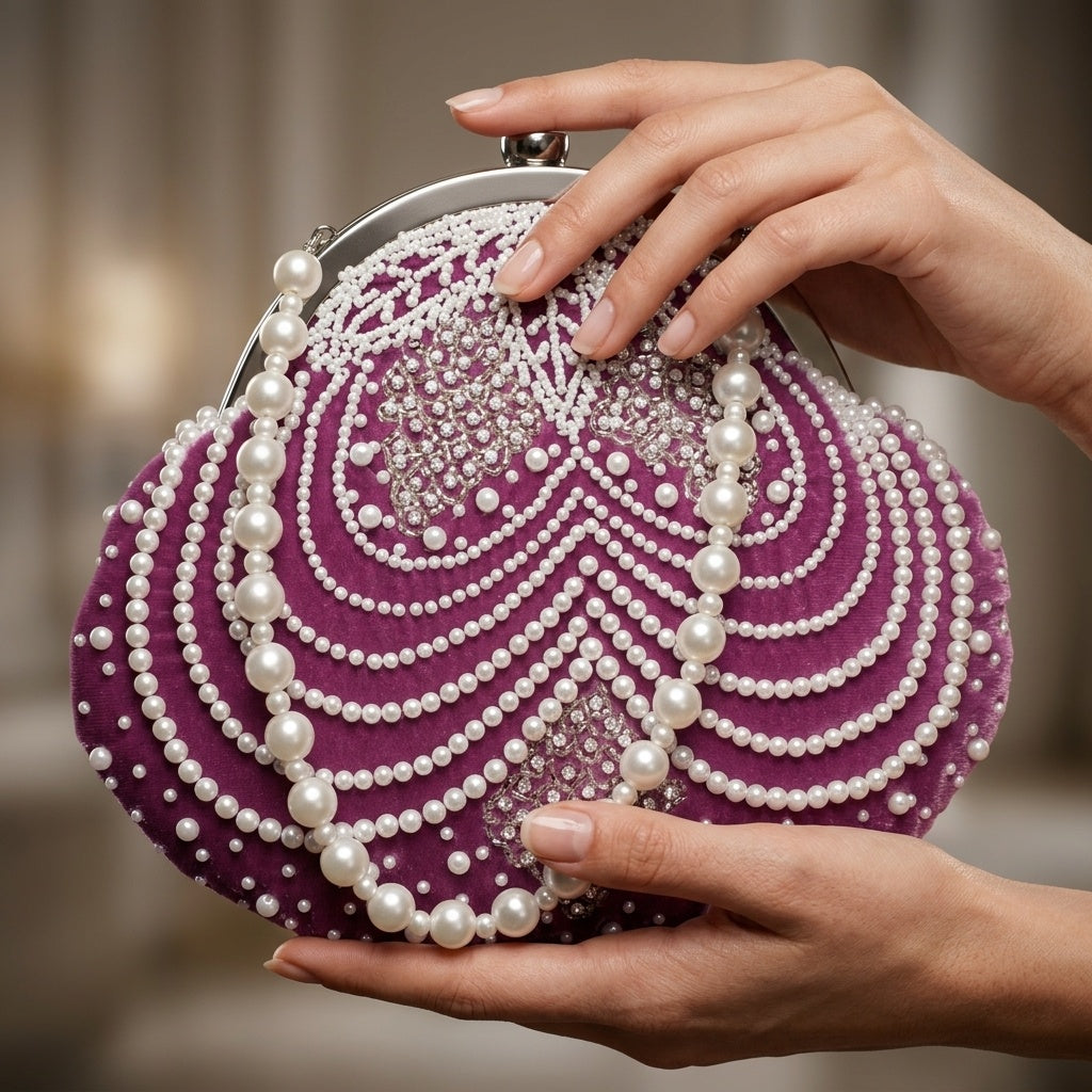 Vandana White — Velvet Batua Bag