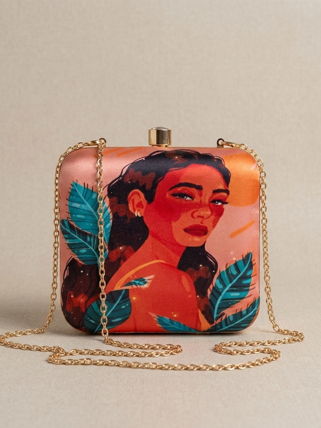 Sujata Classic — Satin Printed Clutch - Front View | SWIS-1726