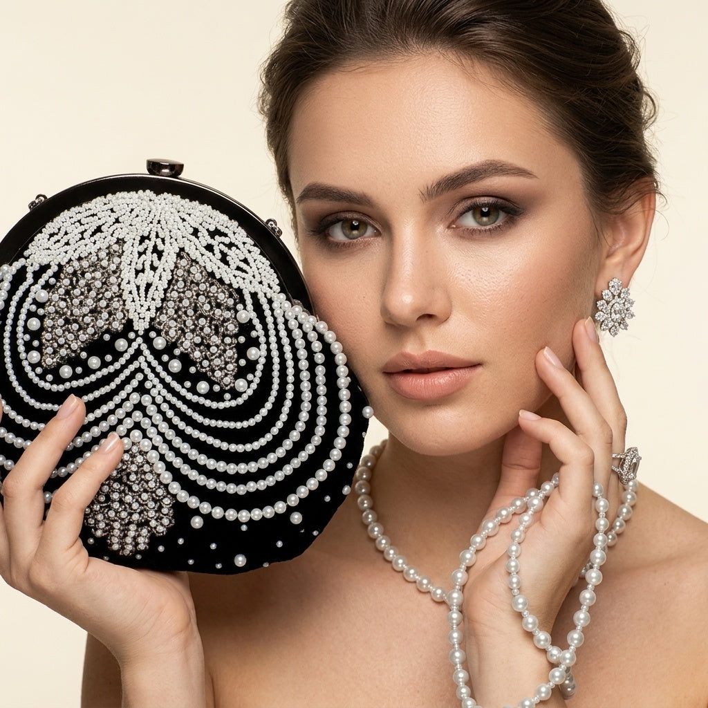 Vandana White — Velvet Batua Bag