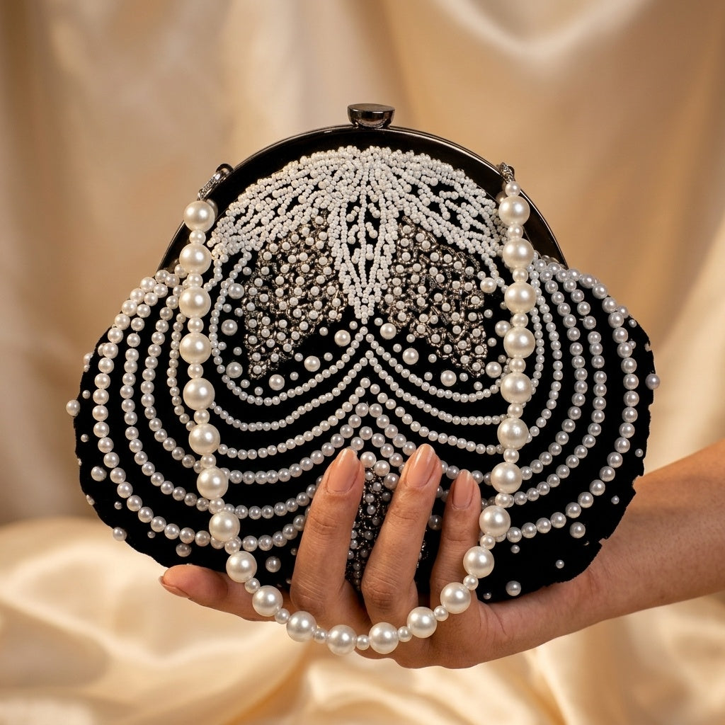 Vandana White — Velvet Batua Bag