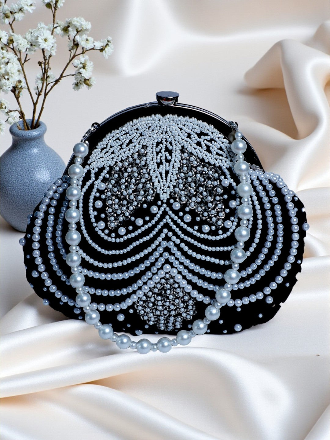 Vandana White — Velvet Batua Bag