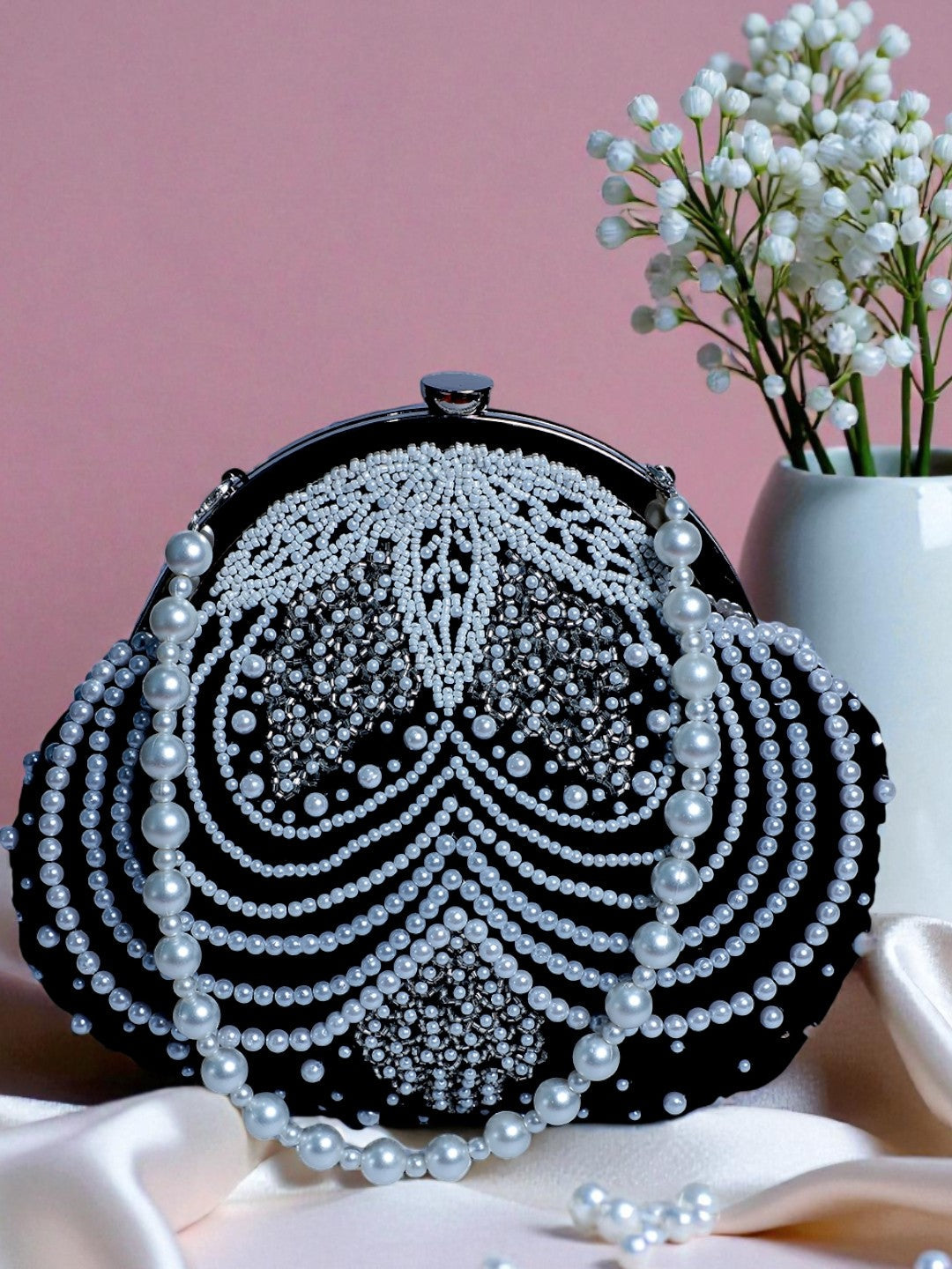 Vandana White — Velvet Batua Bag