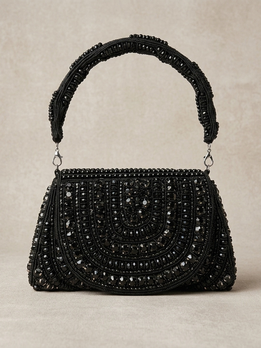 Neelam Black — Suede Flap Bag - Front View | SWIS-1959