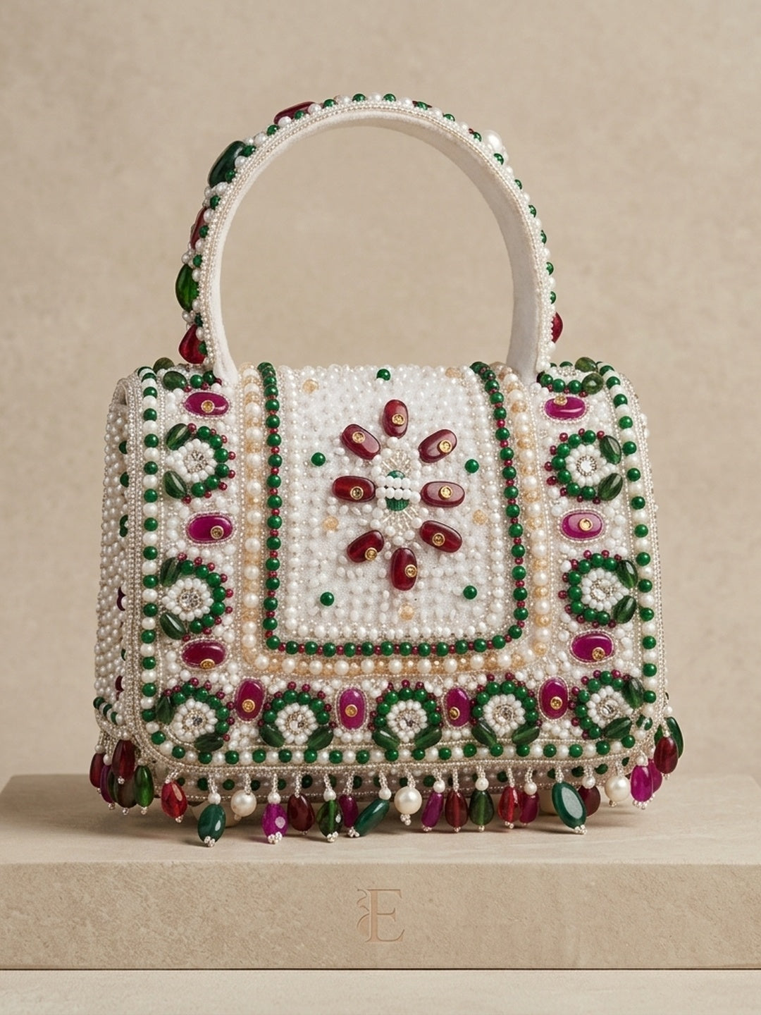Deepti White — Suede Flap Bag - Front View | SWIS-1981