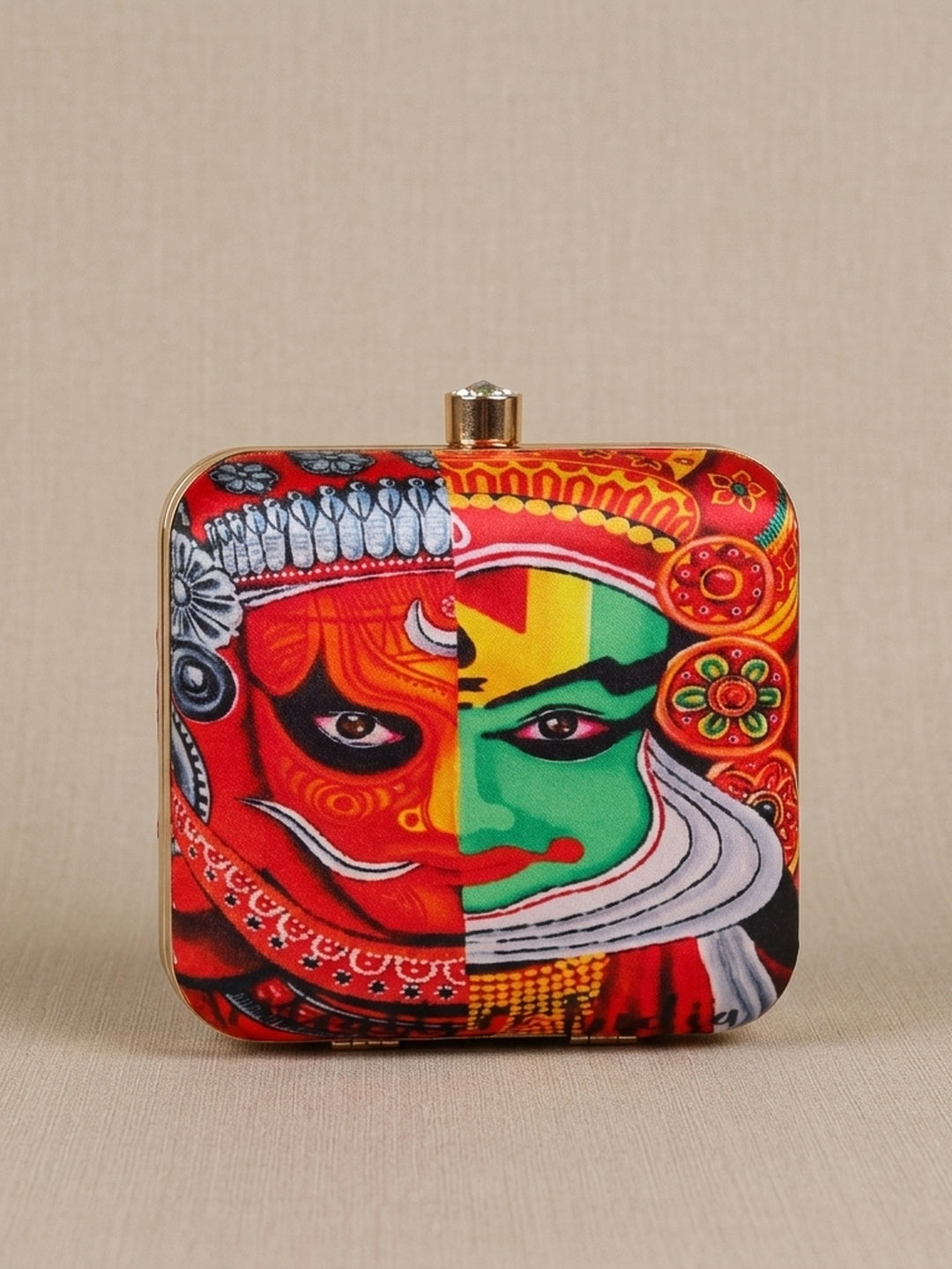 Parveen Classic — Satin Printed Clutch - Front View | SWIS-2075