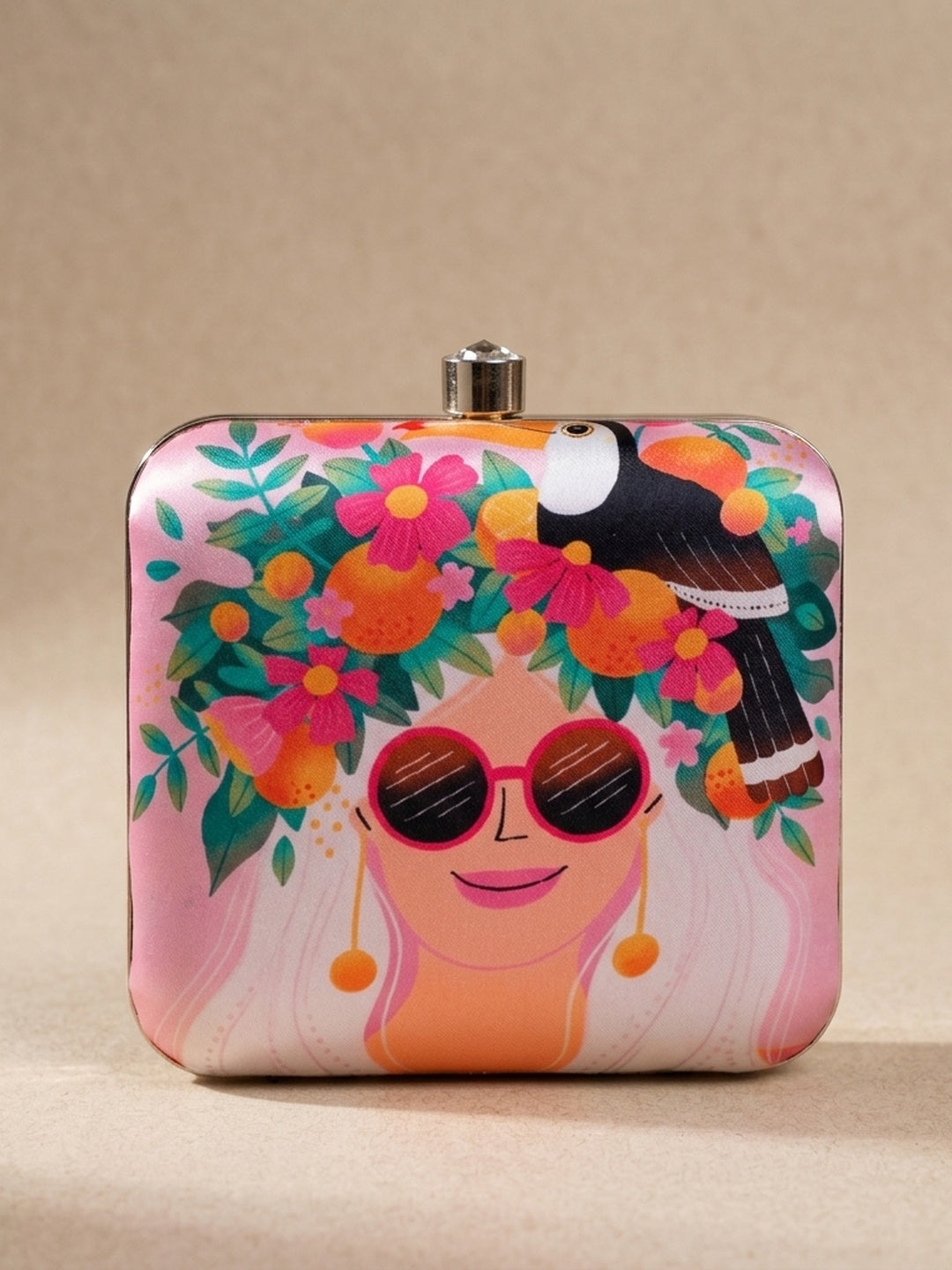 Mehr — Satin Printed Clutch - Front View | SWIS-2103