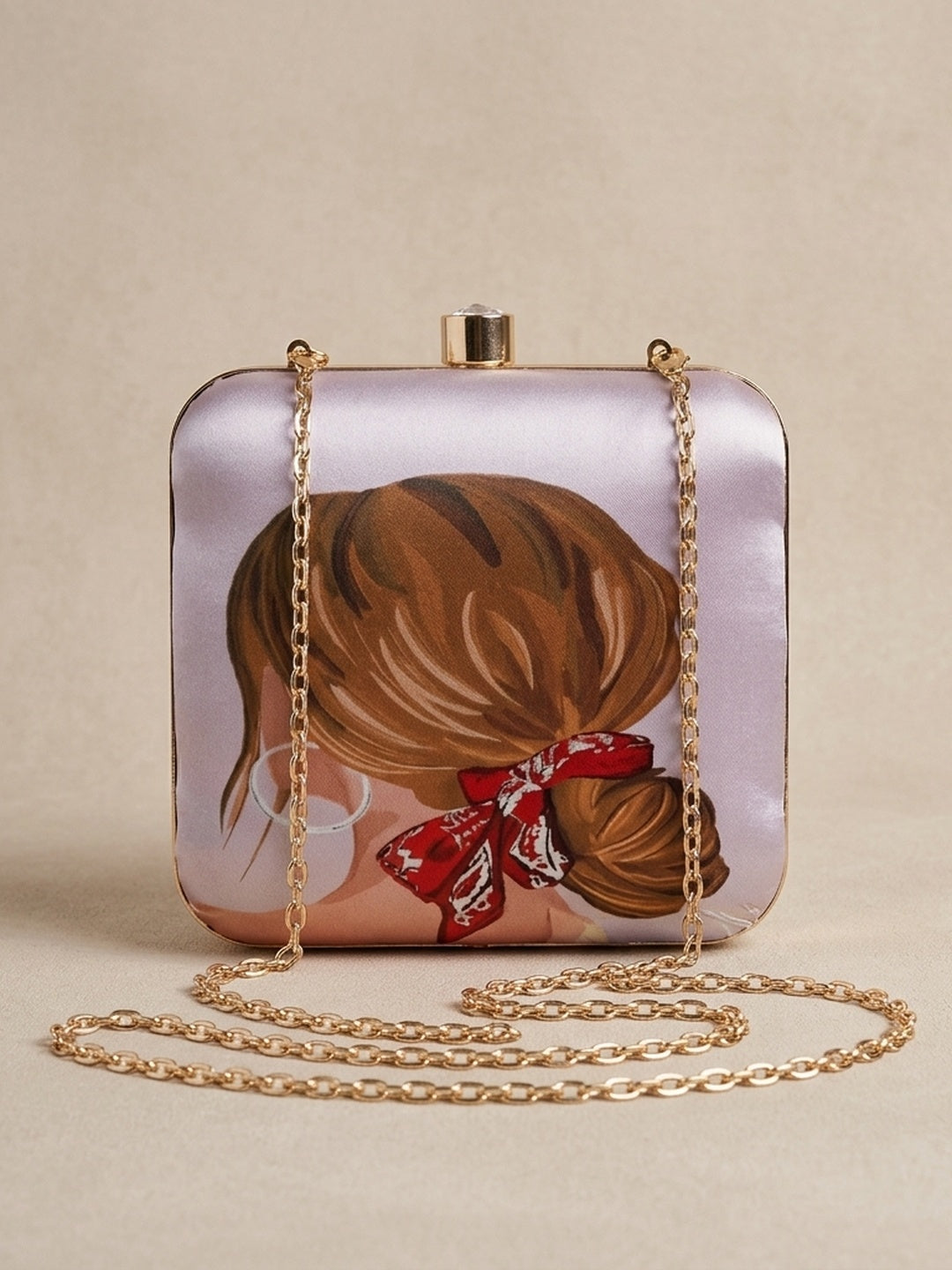 Manjusha — Satin Printed Clutch - Front View | SWIS-2106
