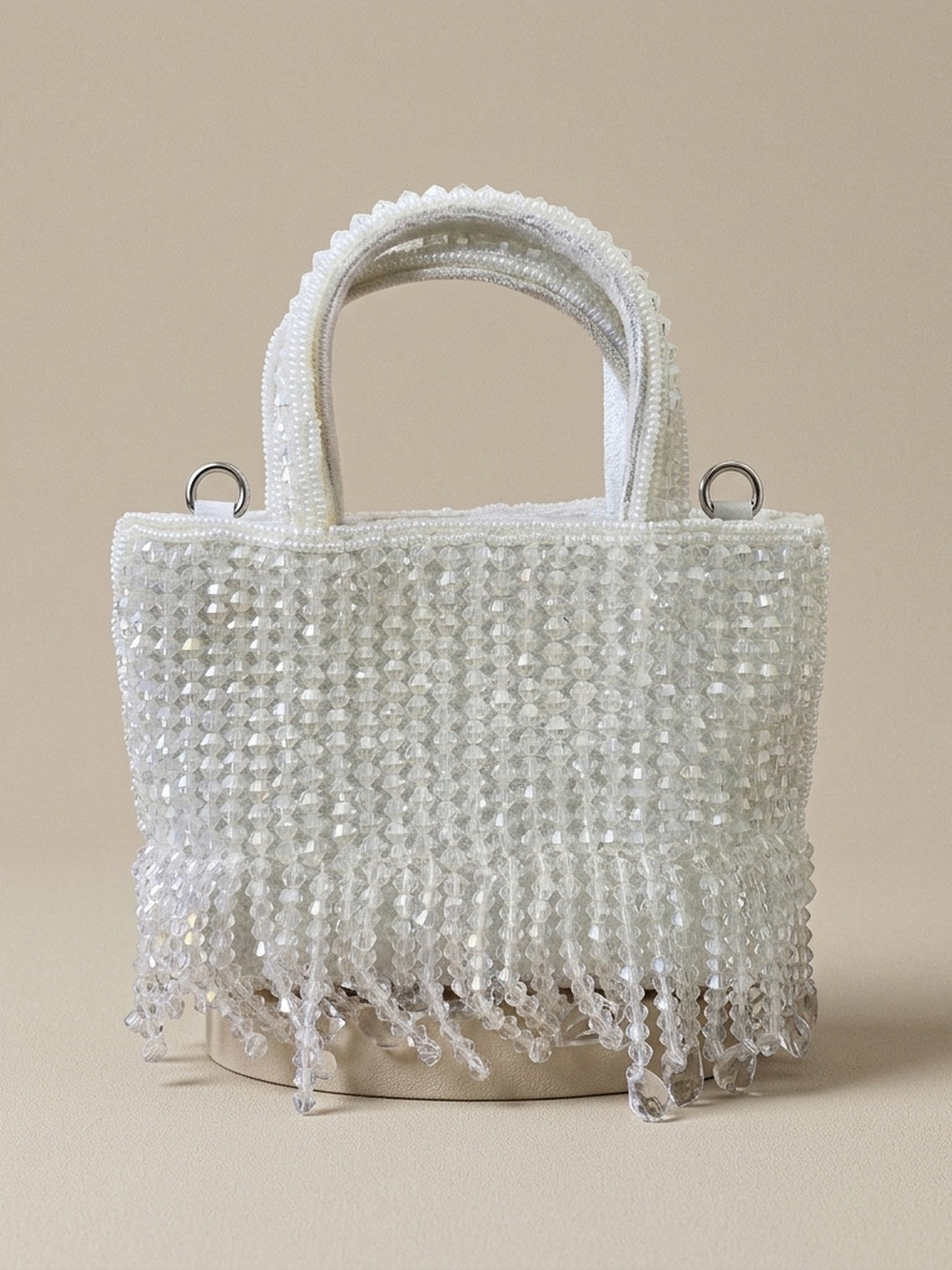 Vaishali White — Velvet Mini Bag - Front View | SWIS-2235