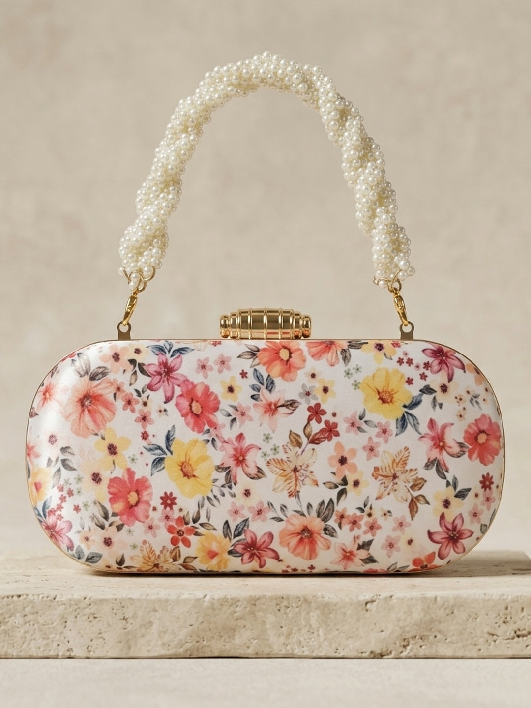 Maryam — Satin Printed Clutch - Front View | SWIS-2257