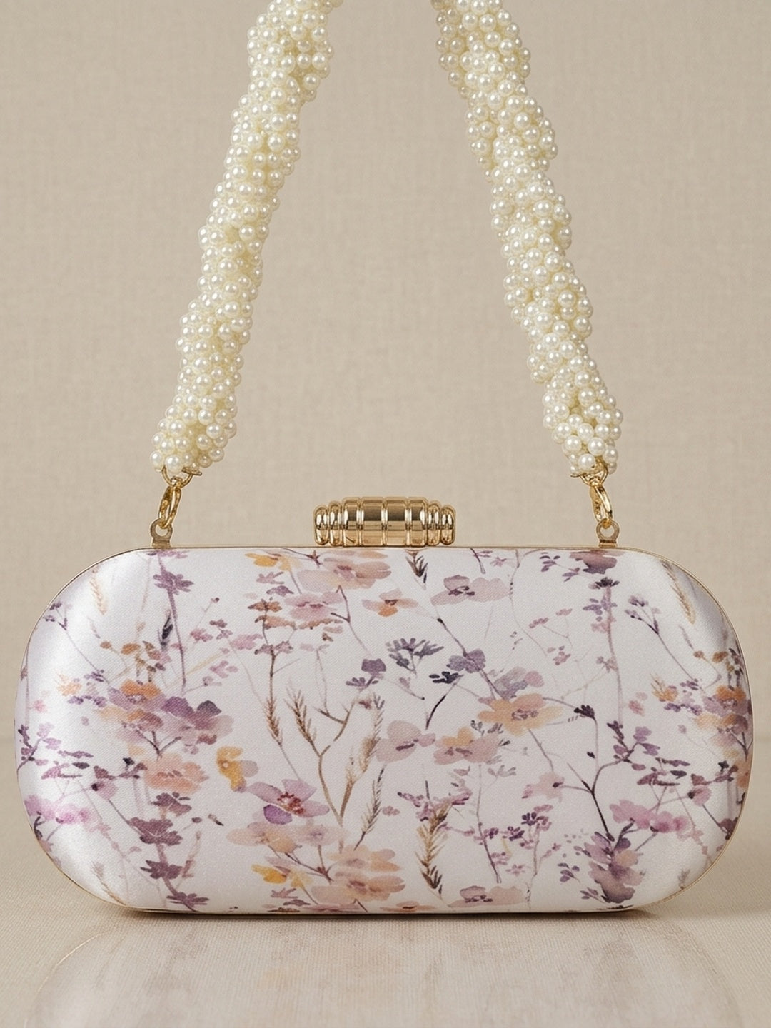 Pragya — Satin Printed Clutch - Front View | SWIS-2260