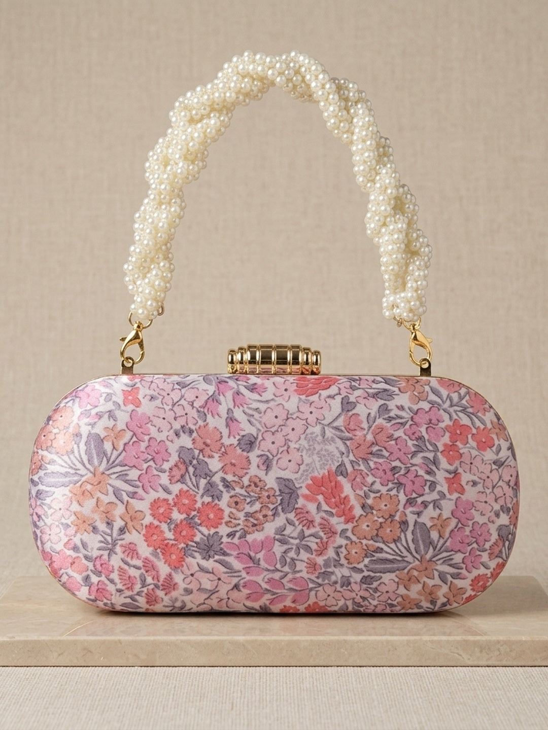 Paridhi — Satin Printed Clutch - Front View | SWIS-2262