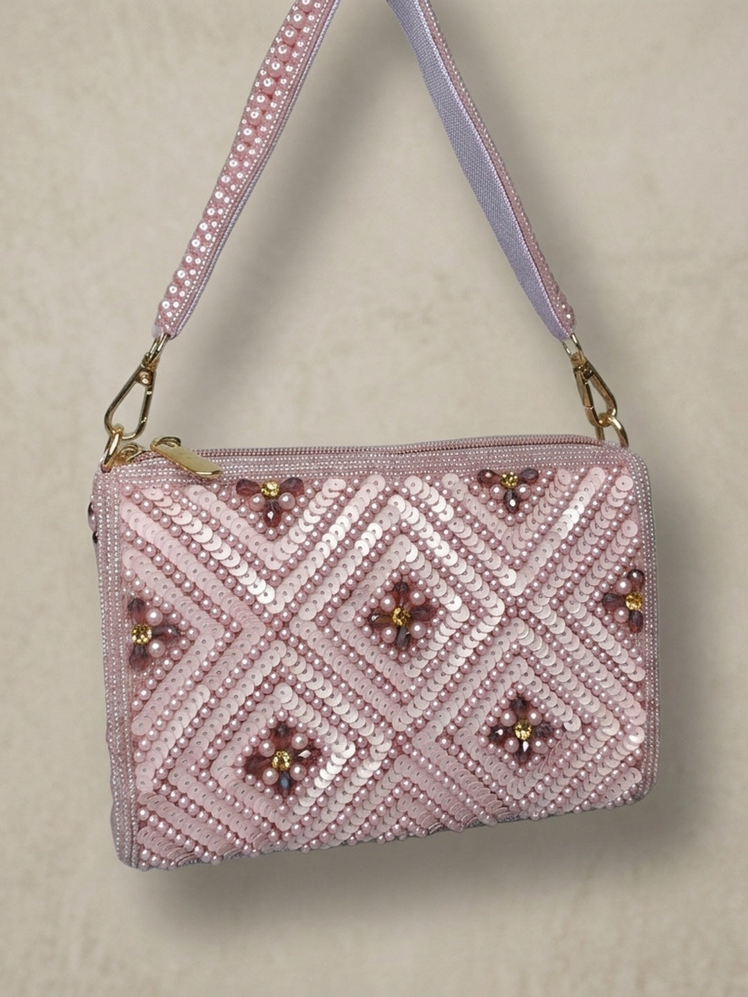 Amber Purple — Raw Silk Flap Bag - Front View | SWIS-2612