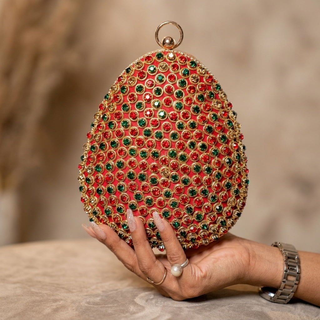 Urmila White — Raw Silk Embroidered Clutch