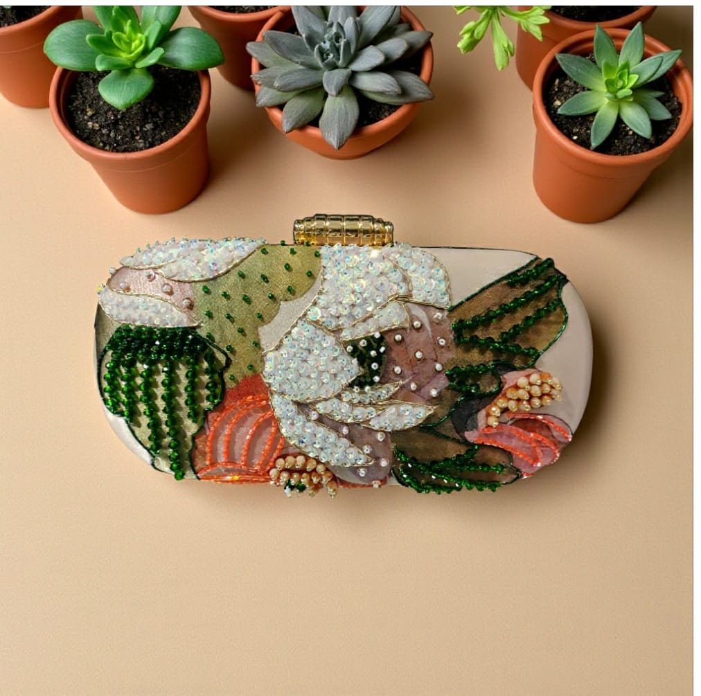 VRPS Printed Embroidered Clutch | Handcrafted Ethnic Bag | SWIS-3273 | Additional Angle