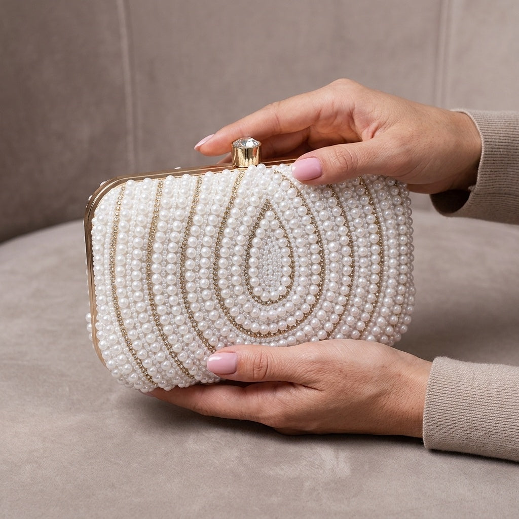 Pakhi White — Raw Silk Embroidered Clutch