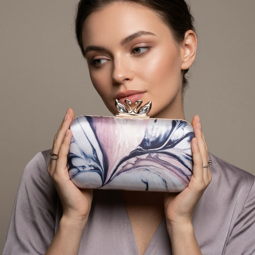 Anisha — Satin Printed Clutch