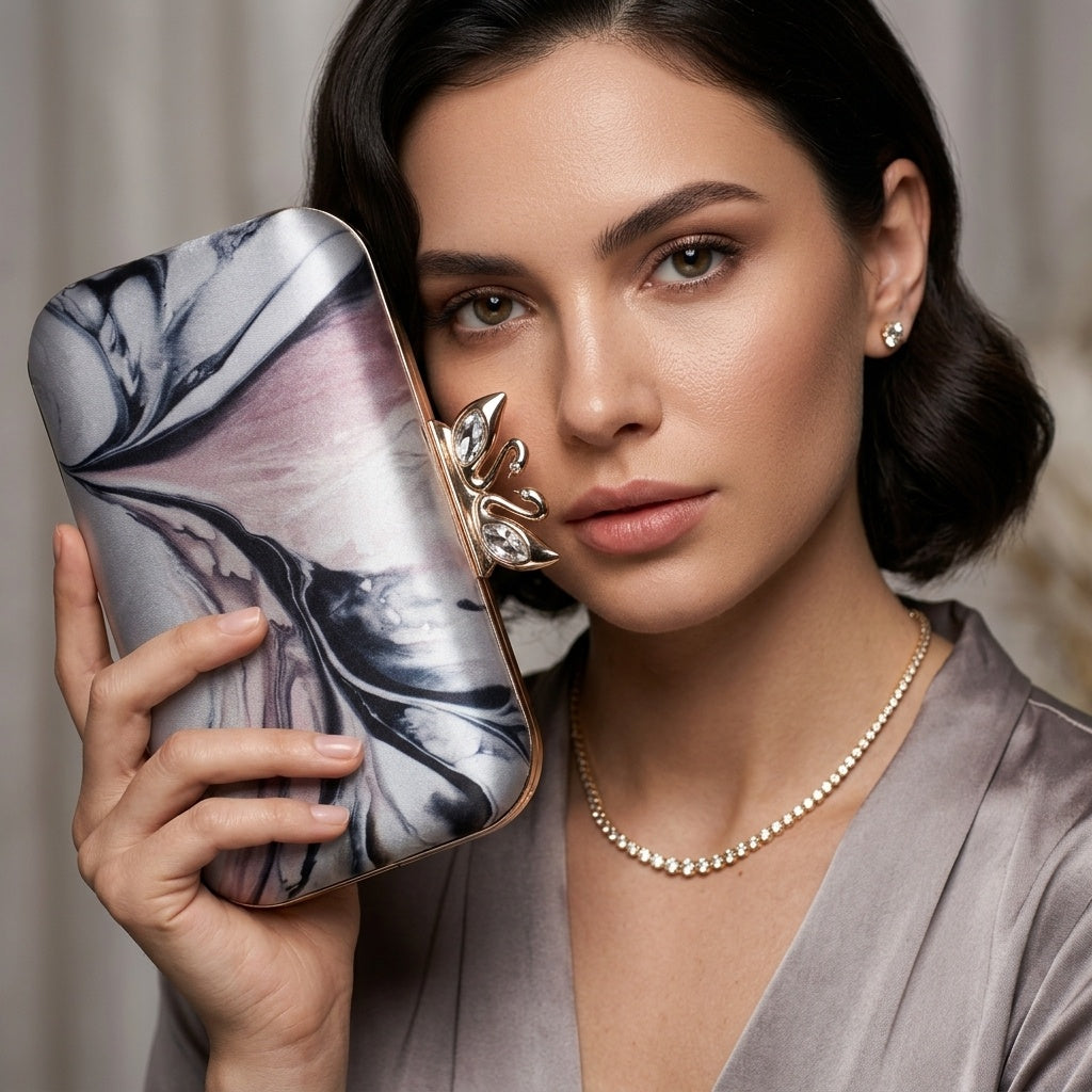 Anisha — Satin Printed Clutch